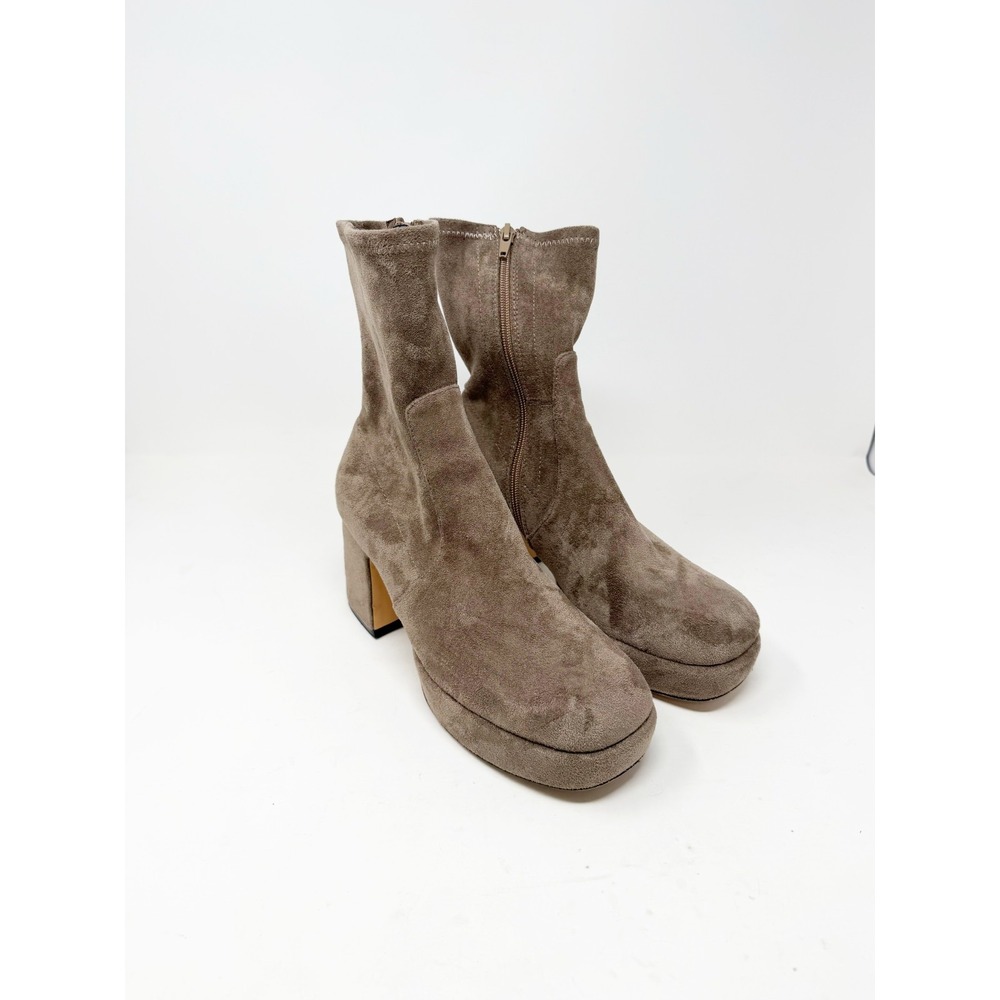 Anthropologie Silent D Womens Otto Suede Platform Bootie Taupe Size 39 US 8.5